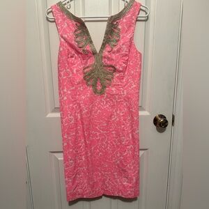 Lilly Pulitzer Pink and Gold Shift Dress